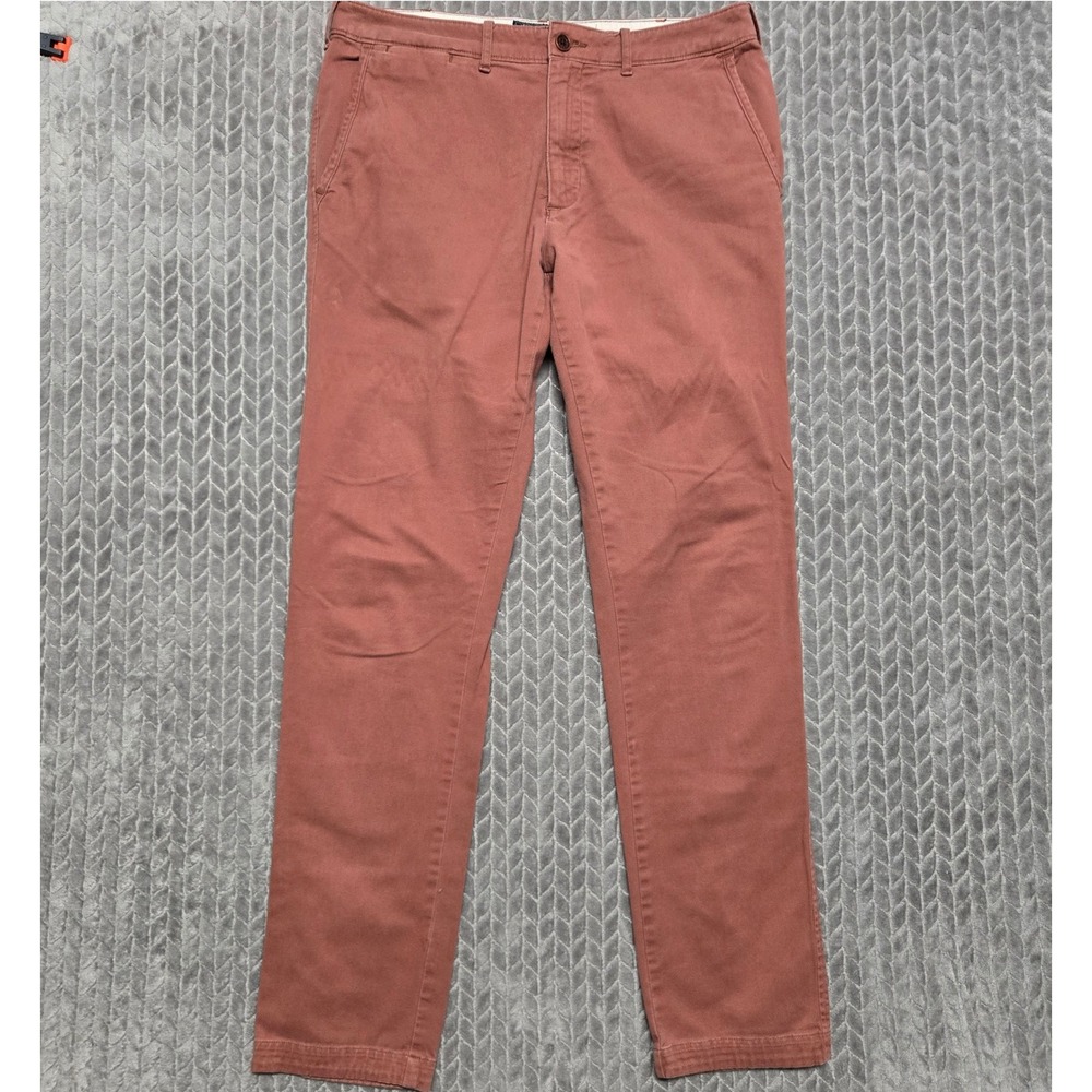 Abercrombie & Fitch Mens Skinny Chino Pants 33x34 Salmon Pink Dusty Rose 1F5664